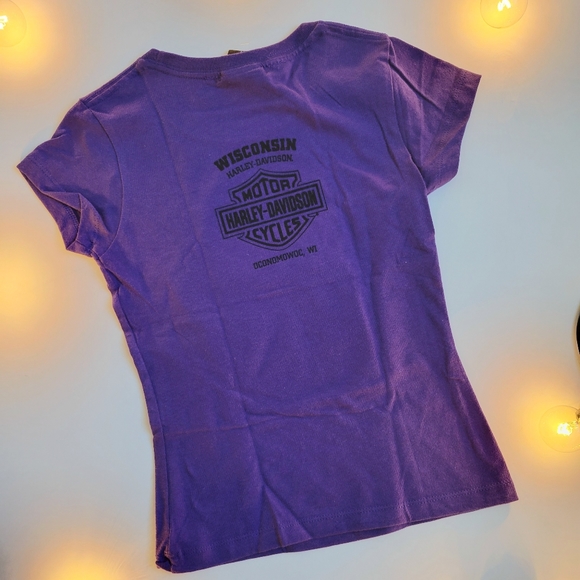 Harley Davidson Burning Heart Purple T-Shirt Youth Size X-Small 3/4 - Picture 4 of 4